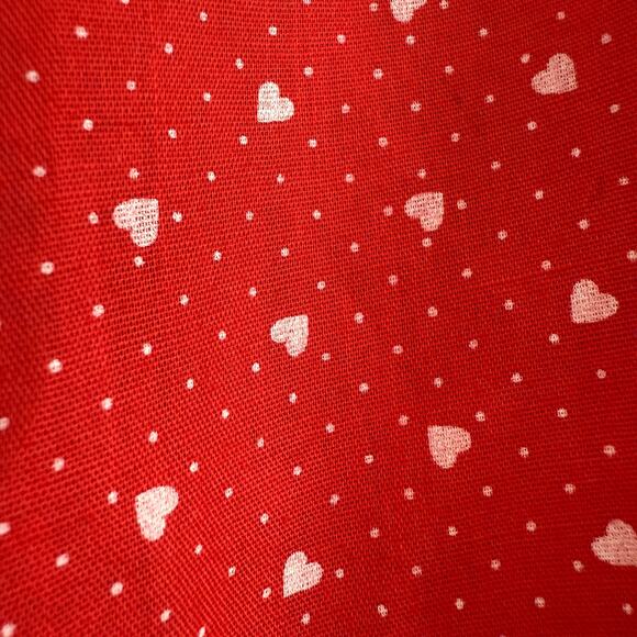 Handmade Vintage Retro Red Heart Print Skirt Fit and flare Ruffle Hem Size 16 - Picture 3 of 5